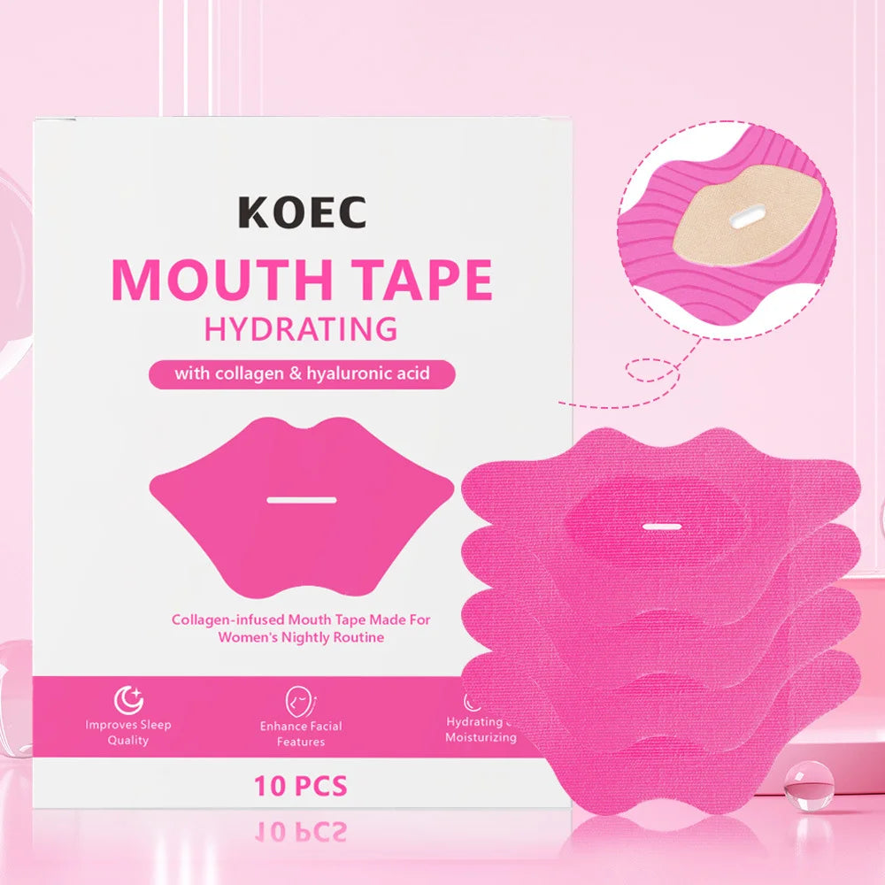 30Pcs KOEC Mouth Tape Pink&Black Sleeping Lip Patch Reduces Snoring Iimprove Breathing Night Sleep Gentle for Adult Sleep Aid