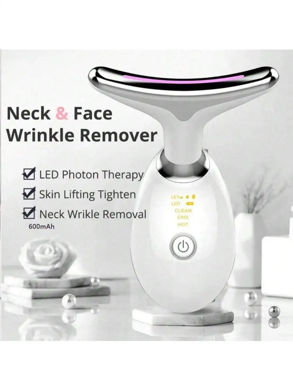 At Home Facial Lifting Tool 5-In-1 EMS Microcurrent LED Light Vibration Massager for Tightening Skin and Anti-Aging Care