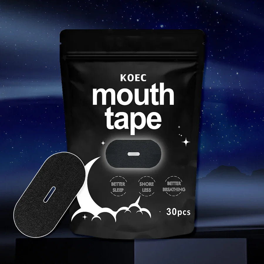 30Pcs KOEC Mouth Tape Pink&Black Sleeping Lip Patch Reduces Snoring Iimprove Breathing Night Sleep Gentle for Adult Sleep Aid